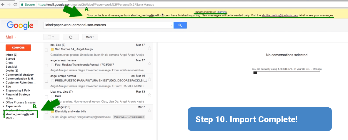Step 10. Import complete!