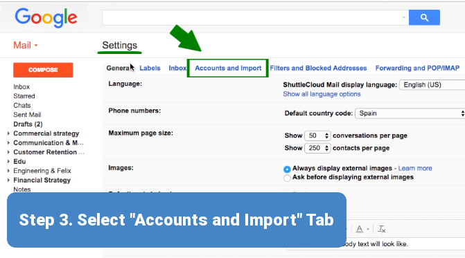 Step 3. Accounts and Import Tab
