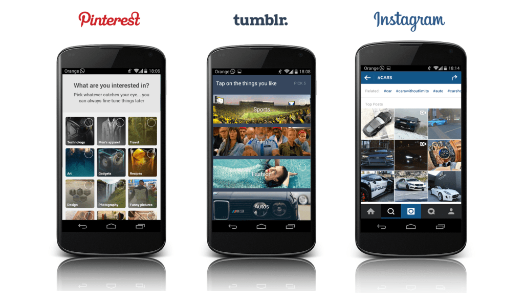 Pinterest, Tumblr and Instagram