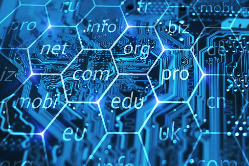 glowing hive structure with domain names inside